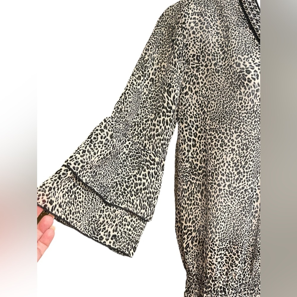 Cache Black/White/Gray Leopard Print Top Size M W… - image 6